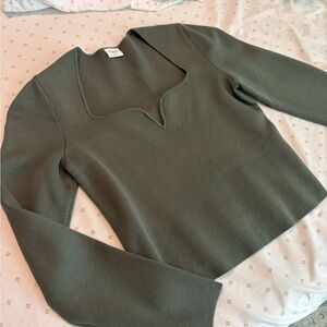 Abercrombie & Fitch Olive Green Sweetheart neckline Sweater